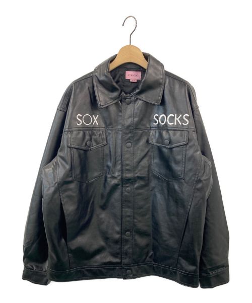 SOXSOCKS（ソックスソックス）SOXSOCKS (ソックスソックス) エコレザージャケット ブラック サイズ:Lの古着・服飾アイテム