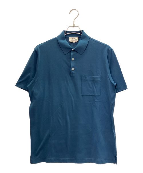 HERMES（エルメス）HERMES (エルメス) ロゴワンポイントポロシャツ ネイビー サイズ:L 未使用品の古着・服飾アイテム