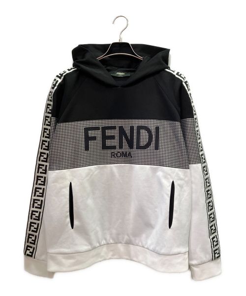FENDI（フェンディ）FENDI (フェンディ) マルチカラージャージースウェットパーカー ブラック×ホワイト サイズ:Mの古着・服飾アイテム