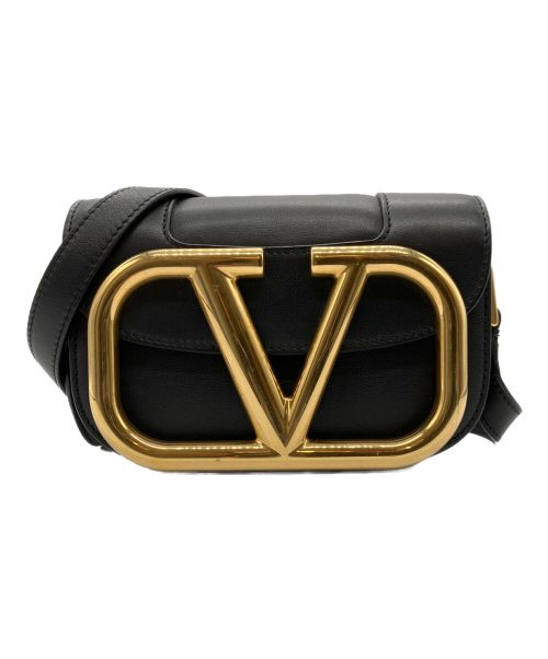VALENTINO（ヴァレンティノ）VALENTINO (ヴァレンティノ) Supervee Crossbody Bag ブラック×ゴールドの古着・服飾アイテム