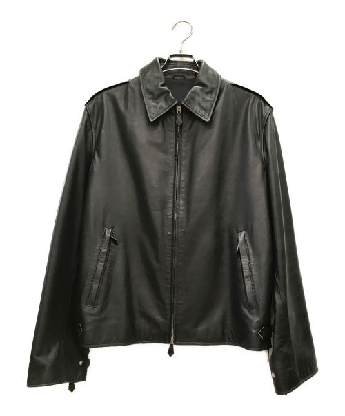 HERMES（エルメス）HERMES (エルメス) レザージップアップジャケット ブラック サイズ:52の古着・服飾アイテム