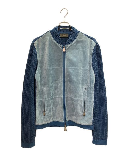 Berluti（ベルルッティ）Berluti (ベルルッティ) ニット切替ジャケット ブルー×スカイブルー サイズ:46の古着・服飾アイテム