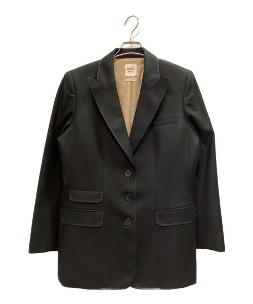 HERMES（エルメス）HERMES (エルメス) パイピングカシミヤ混ウールジャケット ネイビー サイズ:44の古着・服飾アイテム