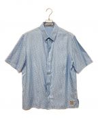 Christian Diorクリスチャン ディオール）の古着「トロッター柄半袖シルクシャツ」｜スカイブルー