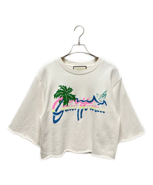 GUCCI（グッチ）GUCCI (グッチ) CROPPED Sweatshirt / クロップドスウェットシャツ アイボリー サイズ:Sの古着・服飾アイテム