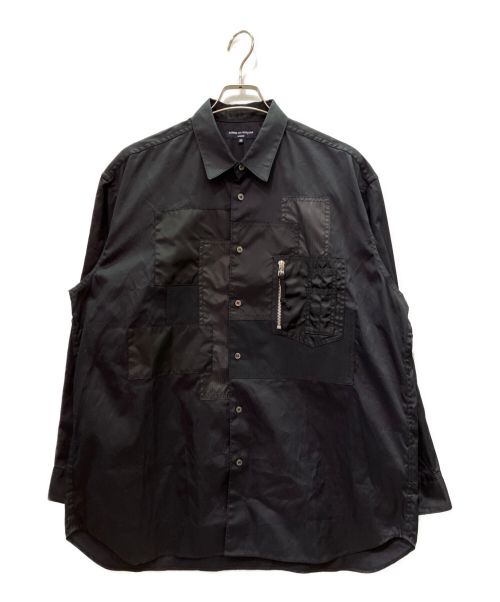 COMME des GARCONS HOMME（コムデギャルソン オム）COMME des GARCONS HOMME (コムデギャルソン オム) 23AW 綿オックス×多素材MIX L/Sシャツ ブラック サイズ:Mの古着・服飾アイテム