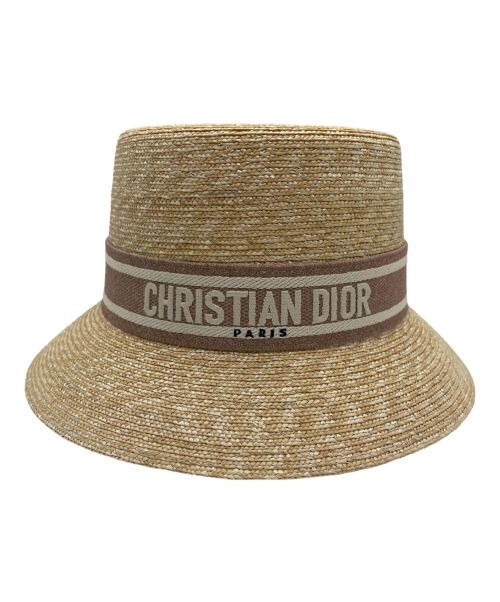 Christian Dior（クリスチャン ディオール）Christian Dior (クリスチャン ディオール) 天然ロゴテープハット ベージュ サイズ:58の古着・服飾アイテム