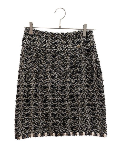 CHANEL（シャネル）CHANEL (シャネル) Tweed skirt ブラック×ゴールド サイズ:34の古着・服飾アイテム