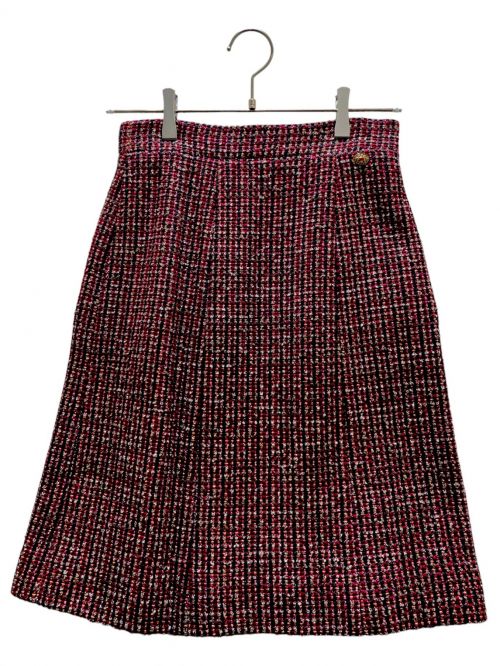 CHANEL（シャネル）CHANEL (シャネル) Tweed skirt レッド×ブラック サイズ:36の古着・服飾アイテム