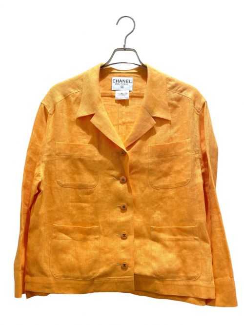 CHANEL（シャネル）CHANEL (シャネル) linen work jacket オレンジ サイズ:38の古着・服飾アイテム