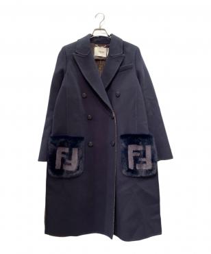 ミンクファー ダブルポケット ロングコート