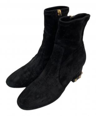 Rockstud レザートリム スエード アンクルブーツ