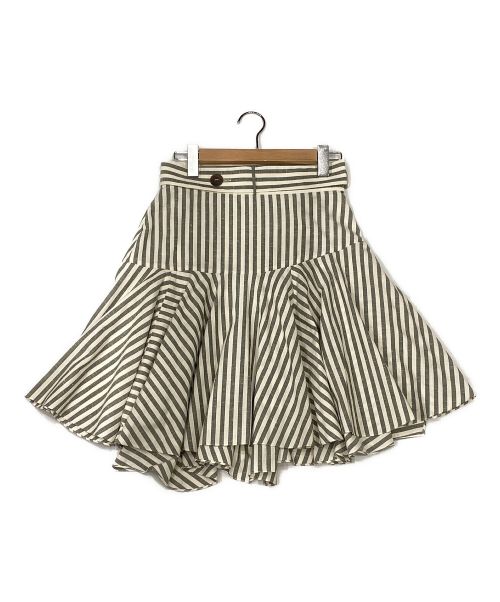 LOEWE（ロエベ）LOEWE (ロエベ) Striped Skater Skirt グレー×アイボリー サイズ:38の古着・服飾アイテム