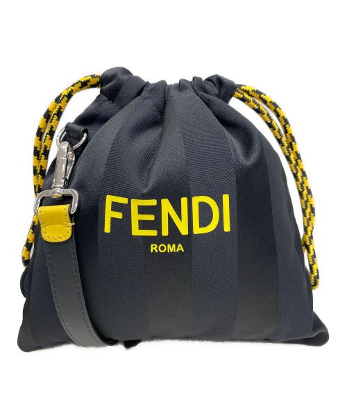 FENDI（フェンディ）FENDI (フェンディ) スリムクラッチショルダーバッグ ブラック×イエローの古着・服飾アイテム