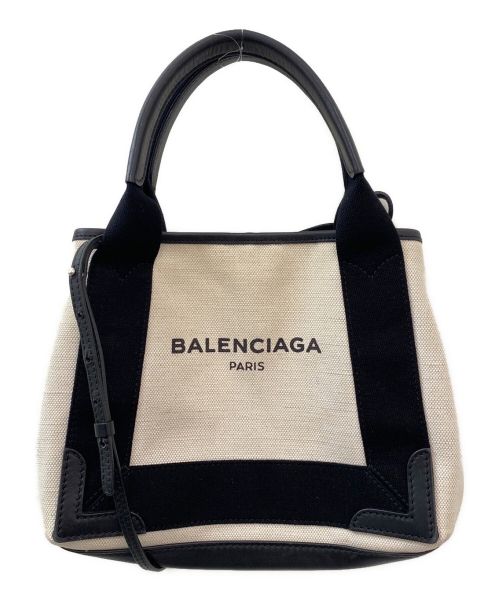 BALENCIAGA（バレンシアガ）BALENCIAGA (バレンシアガ) NAVY CABAS XS アイボリー×ブラックの古着・服飾アイテム