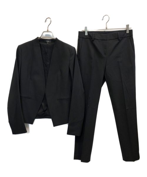 theory（セオリー）theory (セオリー) ノーカラーセットアップスーツ ブラック サイズ:2の古着・服飾アイテム