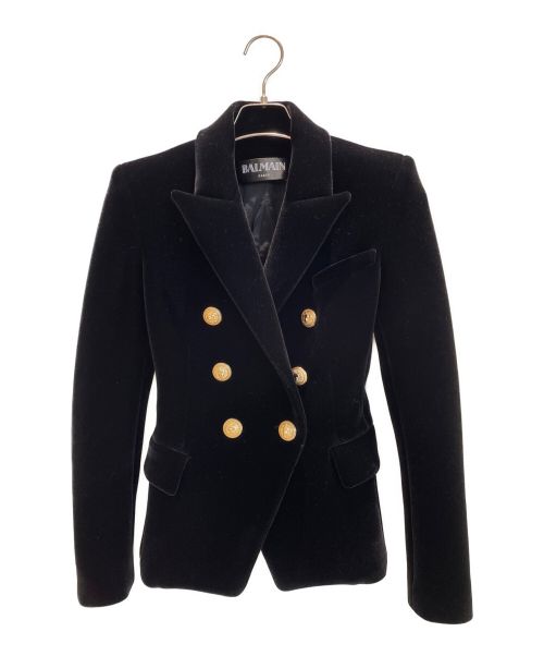 BALMAIN（バルマン）BALMAIN (バルマン) ベロアダブルブレストジャケット ブラック サイズ:34の古着・服飾アイテム