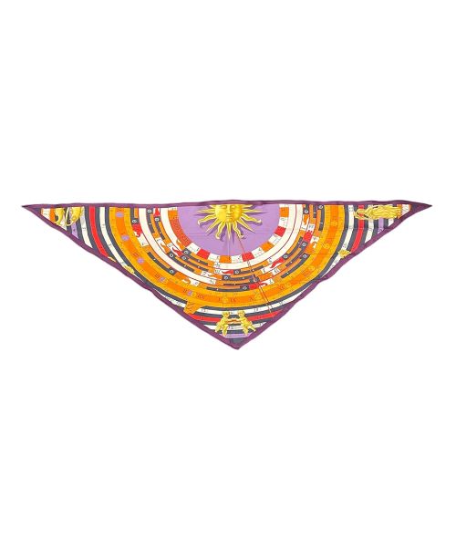 HERMES（エルメス）HERMES (エルメス) ポワントゥ ポワンテュ 三角スカーフ オレンジ×パープルの古着・服飾アイテム