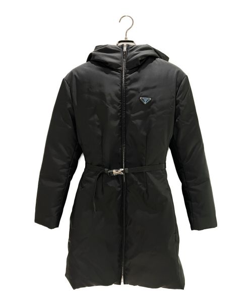 PRADA（プラダ）PRADA (プラダ) Re-Nylon フーデッド ダウンコート ブラック サイズ:38の古着・服飾アイテム