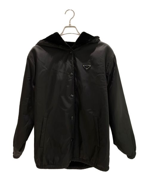 PRADA（プラダ）PRADA (プラダ) ファーナイロンコーチジャケット ブラック サイズ:38の古着・服飾アイテム