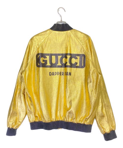 GUCCI（グッチ）GUCCI (グッチ) DAPPER DAN (ダッパー ・ ダン) バックロゴジャケット ゴールド サイズ:Mの古着・服飾アイテム