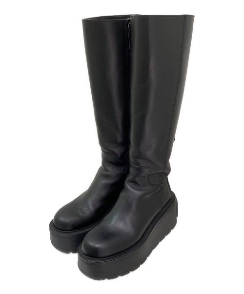 VALENTINO（ヴァレンティノ）VALENTINO (ヴァレンティノ) ユニークフォーム カーフスキン ブーツ ブラック サイズ:36 1/2の古着・服飾アイテム