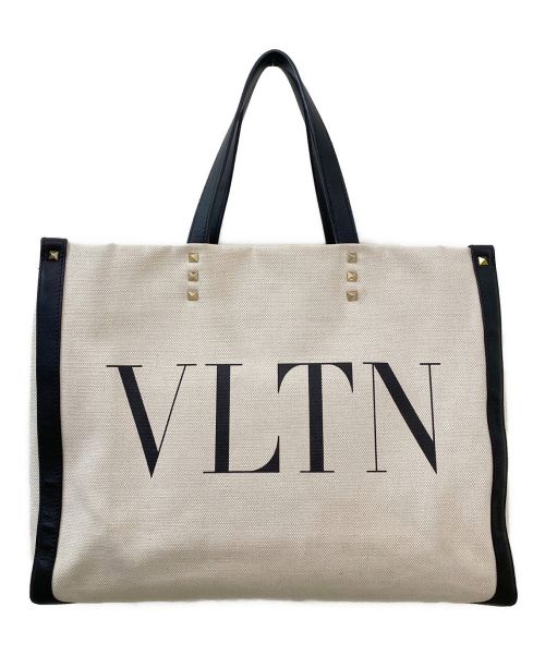 VALENTINO（ヴァレンティノ）VALENTINO (ヴァレンティノ) VLTN ロゴキャンバススモールトート アイボリー サイズ:スモールの古着・服飾アイテム