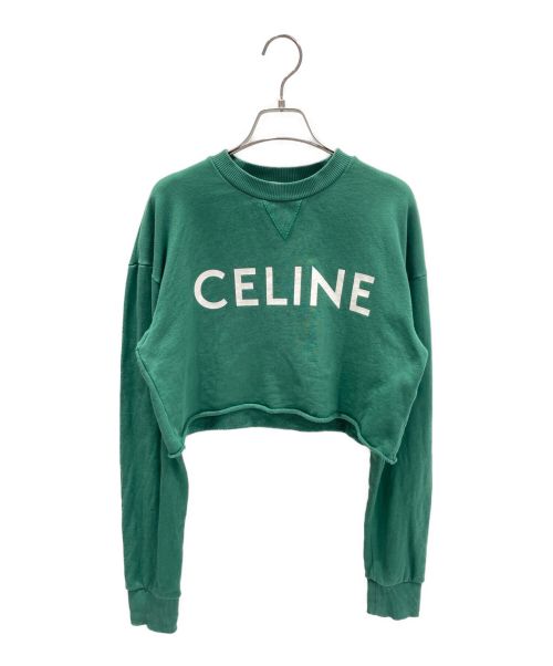 CELINE（セリーヌ）CELINE (セリーヌ) クロップド スウェットシャツ コットンフリース グリーン サイズ:XSの古着・服飾アイテム