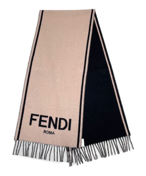 FENDI（フェンディ）FENDI (フェンディ) カシミヤロゴマフラー ピンクの古着・服飾アイテム