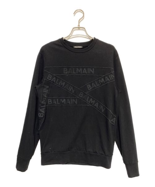 BALMAIN（バルマン）BALMAIN (バルマン) ロゴ刺繍ロングスリーブカットソー ブラック サイズ:XSの古着・服飾アイテム