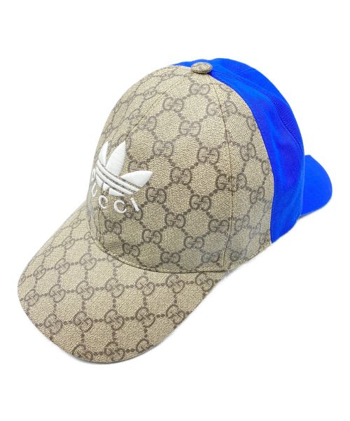 GUCCI（グッチ）GUCCI (グッチ) adidas (アディダス) Double Sided Baseball Hat ブルー×ブラウンの古着・服飾アイテム