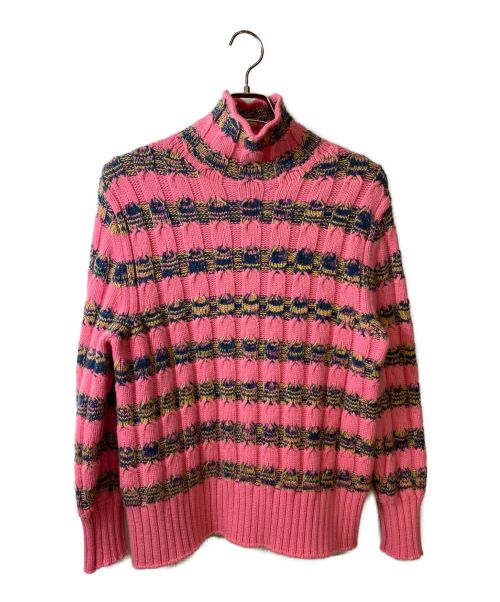 DIOR HOMME（ディオール オム）DIOR HOMME (ディオール オム) ボーダーハイネックプルオーバーニット ピンク サイズ:XSの古着・服飾アイテム