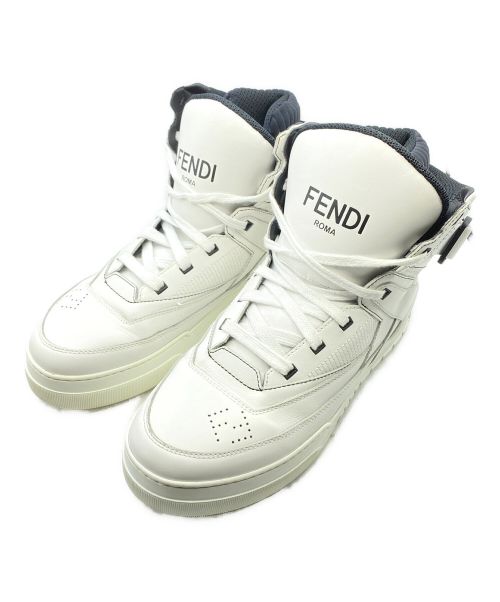 FENDI（フェンディ）FENDI (フェンディ) ハイカットロゴスニーカー ホワイト サイズ:8の古着・服飾アイテム