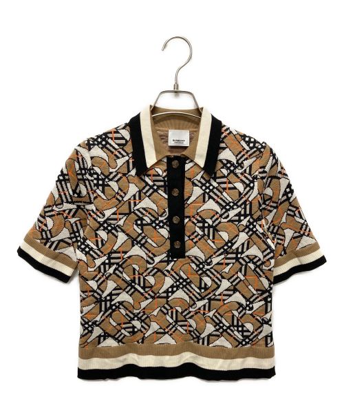 BURBERRY（バーバリー）BURBERRY (バーバリー) Akayla Check Monogram Knit Poloshirts ブラウン サイズ:XSの古着・服飾アイテム