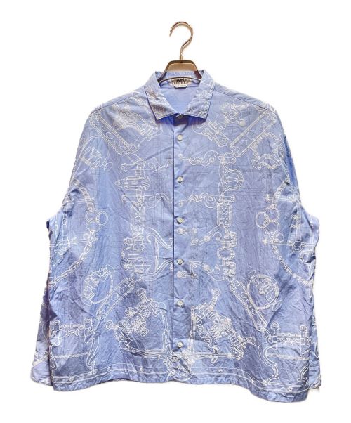 HERMES（エルメス）HERMES (エルメス) エルグルメット3Dプリントシャツ スカイブルー サイズ:42の古着・服飾アイテム