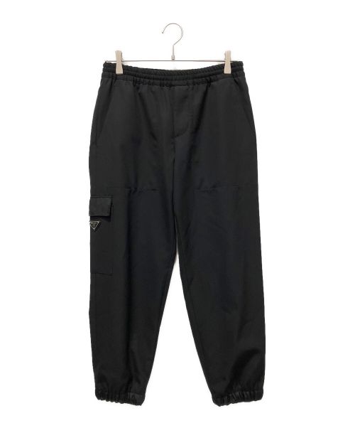 PRADA（プラダ）PRADA (プラダ) ウールギャバジンジョガーパンツ ブラック サイズ:Ｓの古着・服飾アイテム