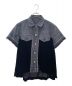 sacai（サカイ）の古着「ベロア切替バックオープンデニムシャツ」｜グレー×ブラック