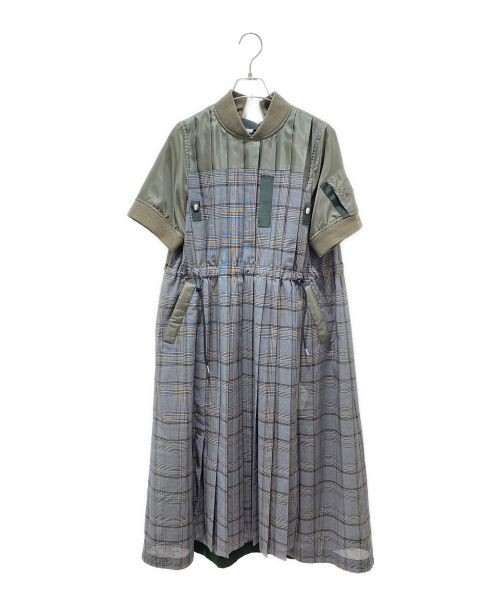 sacai（サカイ）sacai (サカイ) グレンチェックドッキングワンピース オリーブ サイズ:2の古着・服飾アイテム