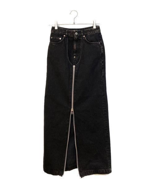 JOHN LAWRENCE SULLIVAN（ジョンローレンスサリバン）JOHN LAWRENCE SULLIVAN (ジョンローレンスサリバン) Washed denim zipped long skirt ブラック サイズ:XSの古着・服飾アイテム