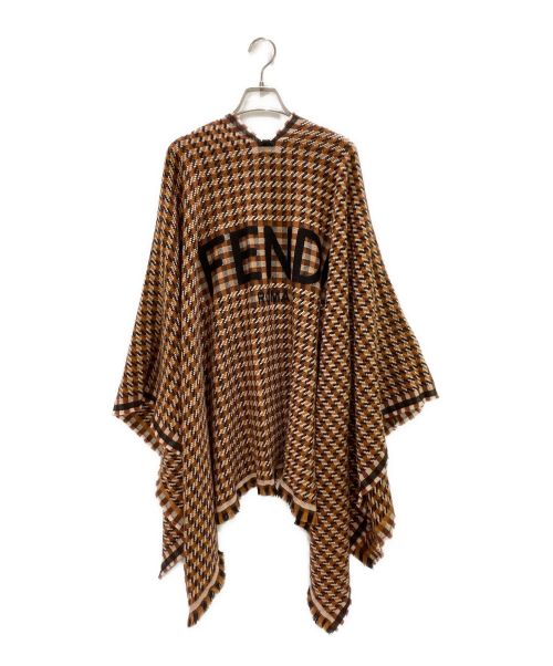 FENDI（フェンディ）FENDI (フェンディ) バックロゴウールポンチョ ブラウン サイズ:Freeの古着・服飾アイテム
