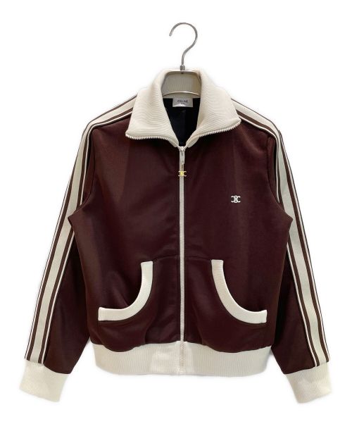 CELINE（セリーヌ）CELINE (セリーヌ) ハニカムジャージー トラックスーツ ジャケット ブラウン×ホワイト サイズ:XSの古着・服飾アイテム