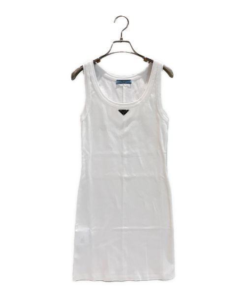 PRADA（プラダ）PRADA (プラダ) リブニット ジャージー ドレス ホワイト サイズ:36の古着・服飾アイテム