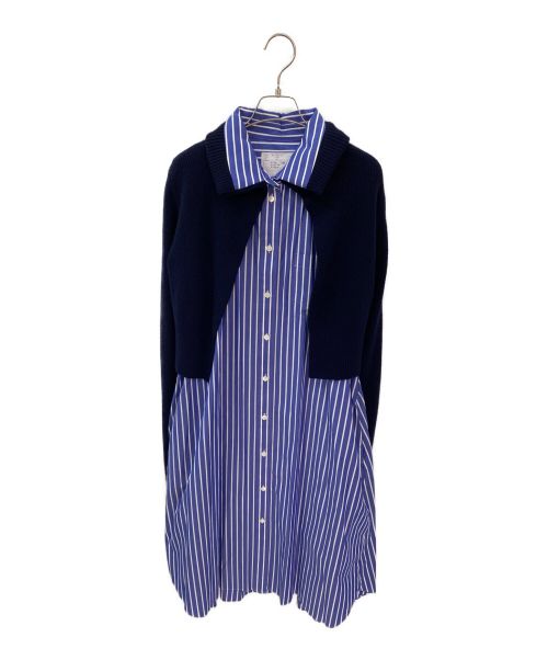 sacai（サカイ）sacai (サカイ) Cotton Poplin  Wool Knit Dress ブルー×ホワイト サイズ:3の古着・服飾アイテム