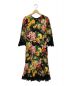 DOLCE & GABBANA（ドルチェ＆ガッバーナ）の古着「Floral Printed Crepe Lace Trimmed Midi Dress」｜ブラック×マルチカラー