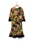 DOLCE & GABBANA (ドルチェ＆ガッバーナ) Floral Printed Crepe Lace Trimmed Midi Dress ブラック×マルチカラー サイズ:42：30000円