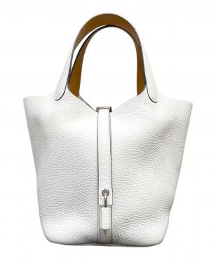 ピコタンロックPM エクラ/シルバー金具/トリヨンクレマンス/ニューホワイト/セサミ/W刻印