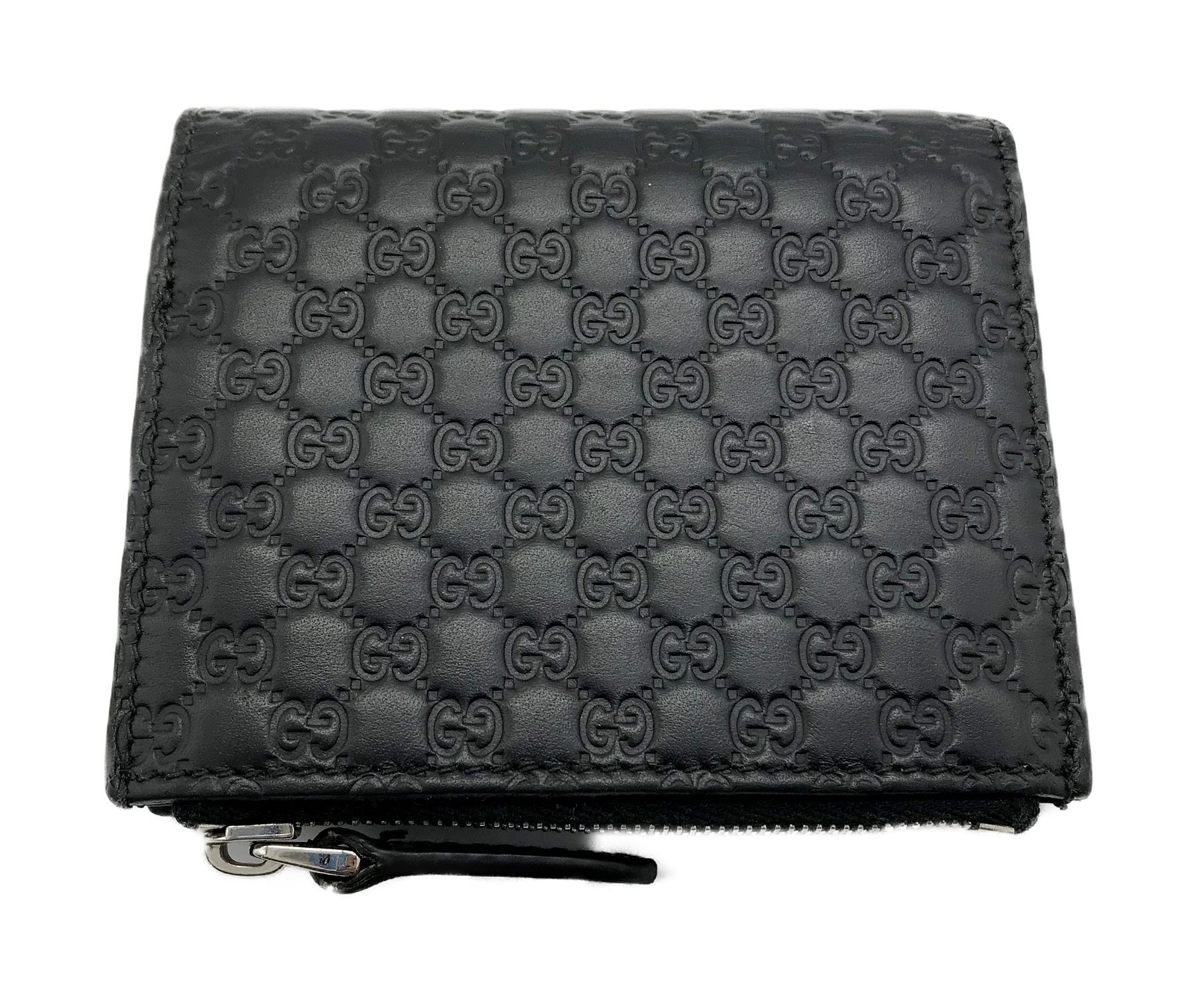 中古・古着通販】GUCCI (グッチ) 2つ折り財布 ブラック マイクロGG