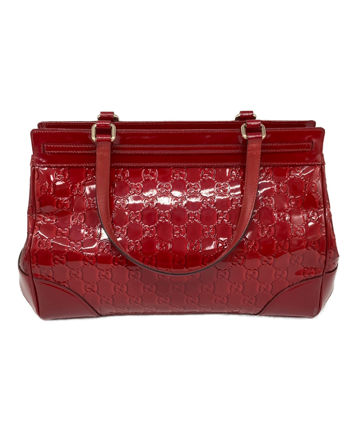 ・GUCCI エナメル ハンドバッグ 正規品 鑑定済み 中古・古着通販】GUCCI (グッチ) エナメルハンドバッグ レッド