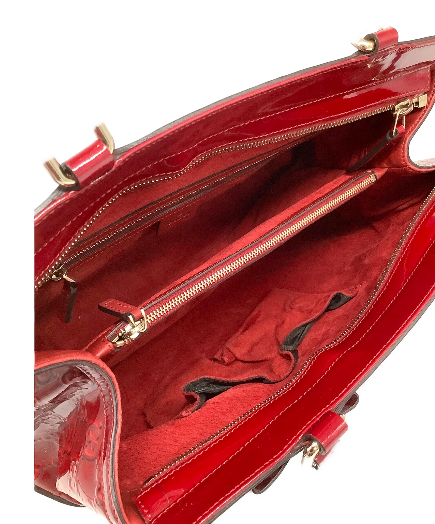 中古・古着通販】GUCCI (グッチ) エナメルハンドバッグ レッド