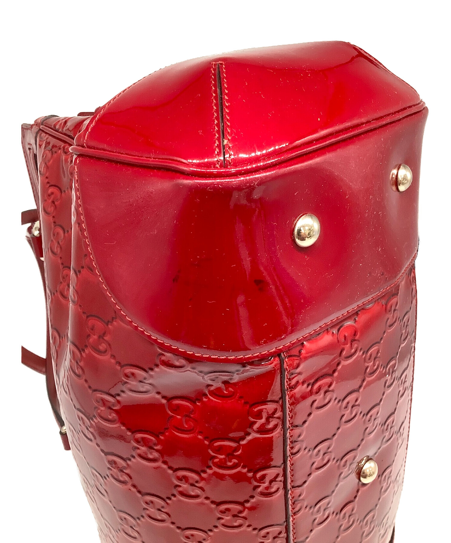 GUCCI グッチ エナメル ハンドバッグ 中古・古着通販】GUCCI (グッチ) エナメルハンドバッグ ブラック